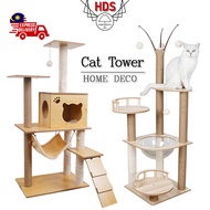 HDS Premium Large Cat Tree House Wood Cat Tower Scratch Hammock Cat Bed Cat House