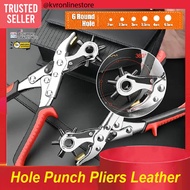 Leather Belts Hole Punch Plier Papercraft Eyelet Puncher 6 Round Hole Revolver / Penebuk Tali Pingga