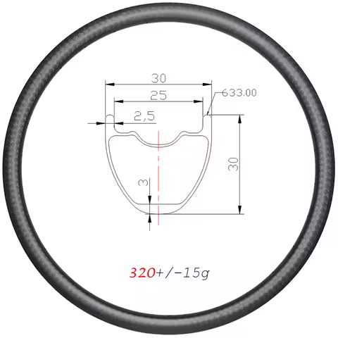 Aro 29 MTB Carbon MTB T800 + T700 Carbon Rims 320g Weight 30mm X 30mm Depth UD Glossy 28 Holes Cross