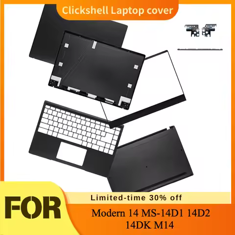 NEW LCD Back Cover/Front Bezel/Palmrest/Bottom Case/Hinges Black For MSI Modern 14 MS‑14D1 14D2 14DK