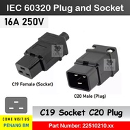 16A 250V IEC320 IEC60320 C19 C20 IEC Plug Socket AC UPS Power Socket