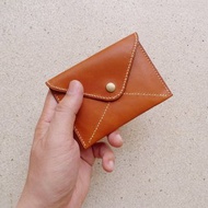 手工縫製棕色老信封牛皮卡夾/零錢夾/名片夾