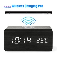 PASO_Retro Home Desk Mute LED Digital Wireless Charging Sound Control Alarm Clock
