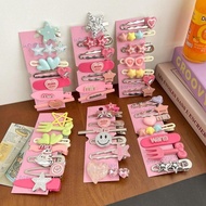 Set of 7 Fashion Star/Heart Shaped Metal Hairpins with Stones for Women y2k Women Women