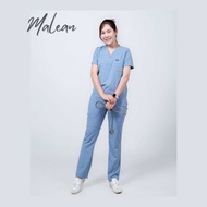 🌟Malean Scrubs ชุดสครับ เสื้อพร้อมกางเกง ✅ ปักชื่อหน้าอกให้ฟรี 🌟ดีไซน์ USA ผ้า Flexy spandex บางเบา 