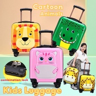 18 Inch Kid Luggage Cartoon Animal Rolling Trolley Suitcase Combination Lock Omni-directional Wheels