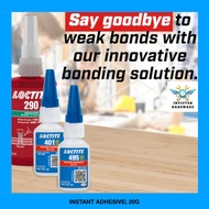 Loctite 495 instant adhesive super glue 20ml ceramics porcelain wood metal threadlock bearing shaft 