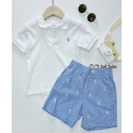 【𝑳𝑨𝑺𝑻 𝑺𝒊𝒛𝒆𝟗𝟎 】RL Kids Polo Tee & Shorts Set｜Baby Toddler Boy Kids Clothing｜Baju Bayi Budak Lelaki