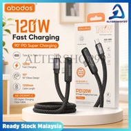 🛒Ready Stock🛒abodos AS-DS3019C-C 120W PD Fast Charging Cable | 90° Elbow Type-C Data Cable | 1200mm 