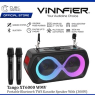 VINNFIER TANGO XT6000 WMU PORTABLE KARAOKE BLUETOOTH SPEAKER WITH 300W / PARTY LIGHTS EFECTS / 2 UHF