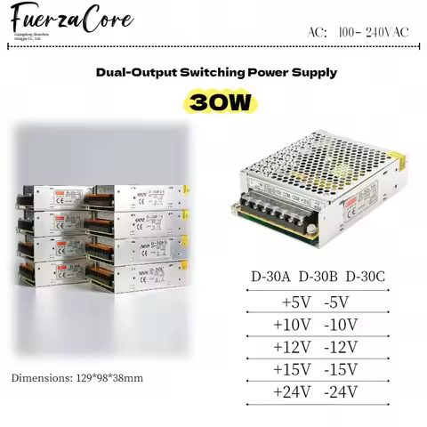 30W Dual Output 5V 10V 12V 15V 24V Power Supply D-30A 30B D-30C +12V -12V +15V -15V +5v -5v +24v -24