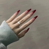T Temperament Berry Red Gradient New Year Red Manicure Autumn Winter Handmade Long Wear Nails Whiten