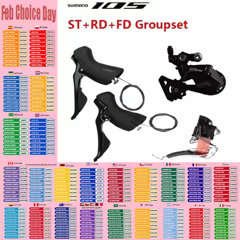 Shimano 105 R7000 ST+RD+FD Groupset Shifter A Pair Rear Derailleur SS/GS Front Derailleur Braze On 1