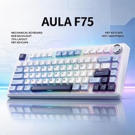 AULA F75 Mechanical Keyboard 75% Layout Hot Swappable PBT Keycaps RGB Backlit Knob Control Wired Gam
