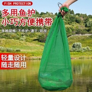 Fish Bag with Fish Net Pocket Portable Fish Protection Net Bag Drawstring Bag Nylon Woven Fish Net F