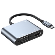 4-in-1 Multi-Function with 5Gbps USB 3.0 Port/4K 1080P 30HZ HDMI/VGA/PD, USB C Adapter is Compatible