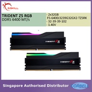 G.SKILL DDR5 TRIDENT Z5 RGB 6400MT/s Dual Channel | 2x32GB | 1.40V | 32-39-39-102 | F5-6400J3239G32G