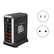 660W GaN USB Charger Station 10 Port Desktop Fast USB Type C Charger 140W PD3.1 Quick Charger Hub fo