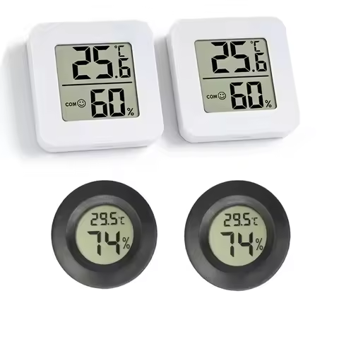 White /Round Digital LCD Thermometer For Car Indoor Room Cigar Wine Cabinet Digital Temperature Humi