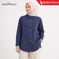 BGM POLO LYRA DOUBLE STRIPED BLOUSE WITH LOGO FULL BUTTON-BP-DSB193LFB-CXCNCTW Baju Shirts Wanita