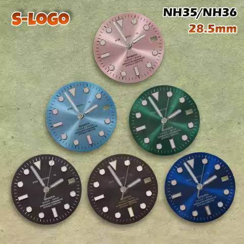 NG 28.5mm S Logo SUB Green Dial Fit NH35/NH36 Japan Movement Ice Blue Luminous High-Quality Watch Mo