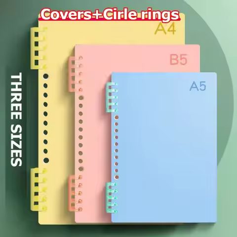 4Pcs PP Loose-leaf Book Cover A4 A5 B5 Transparent DIY Loose Leaf Notebook Binder Spiral Ring Cute S