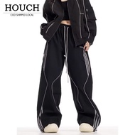 HOUCH COD Baggy Tracksuit Straight Cut Cargo Pants Men Loose Casual Pants