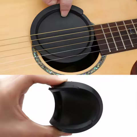 Guitar Soundhole Cover Black Suppressor Soft Rubber Guitar Feedback Eliminator For 38-41 Inch Guitar