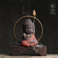 Ruhe Zen Backflow Incense Burner Incense Holder Sandalwood Fragrance Wooden Seat Decoration Tea Pet Tea Play Maitreya Buddha Sun Wukong