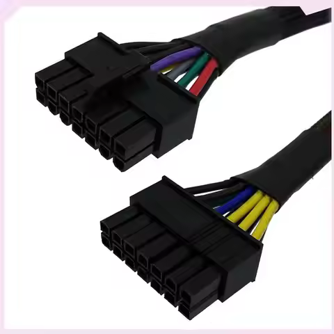 B24B 5X 24 Pin To 14 Pin ATX PSU Main Power Adapter Braided Sleeved Cable For IBM For Lenovo PC And 