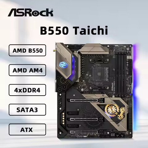 ASRock B550 Taichi Motherboard Support AMD Ryzen 5 5600G R9 5950X 5900X R7 5700X3D 5800X3D CPU AM4 4