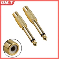 UM.T 2Pc 6.35mm 1/4" Mono Male Ja to Female Plug Audio Adapter Cable Converter
