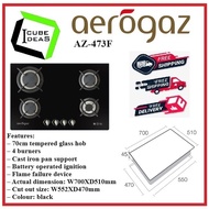 AZ-473F 70CM Tempered Glass Hob-PUB/Aerogaz/4 Burners/Kitchen Appliances/Gas Stove