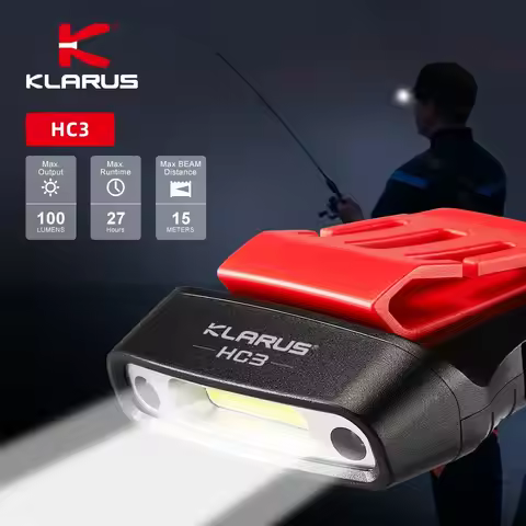 Klarus HC3 Rechargeable COB Headlight USB Head Flashlight 100lm Clip on Hat Light Motion Sensor Head