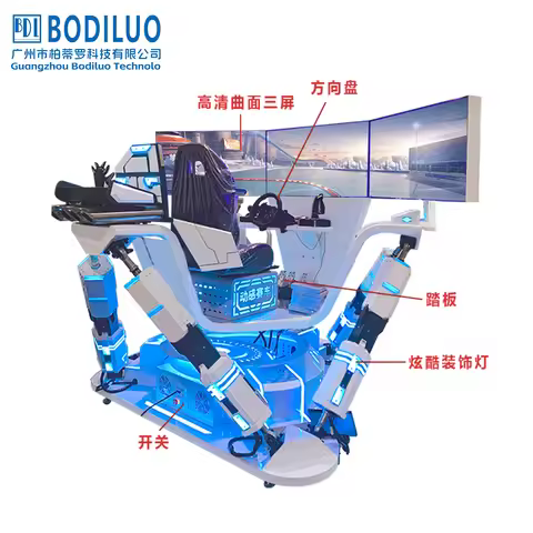 High-Speed 3 Screen 6 DoF Driving Simulator Vr Theme Park Dynamic Race Platform Virtual Reality Raci