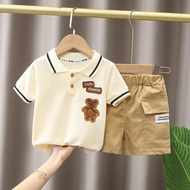 พร้อมส่ง ชุดเด็กคอโปโล เสื้อ+กางเกง ชุดเซทเด็ก  ชุดใส่เที่ยวเด็กผู้ชาย  Size90-120 DXT25