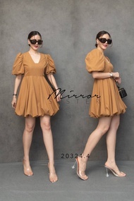 (นางแบบใส่ชุดขาย) BallooN SAYO DresS เดรสสั้น ทรงน่ารัก เดรสคอวีเหลี่ยม ดีไซน์เก๋ๆ เดรสแขนพอง กระโปร