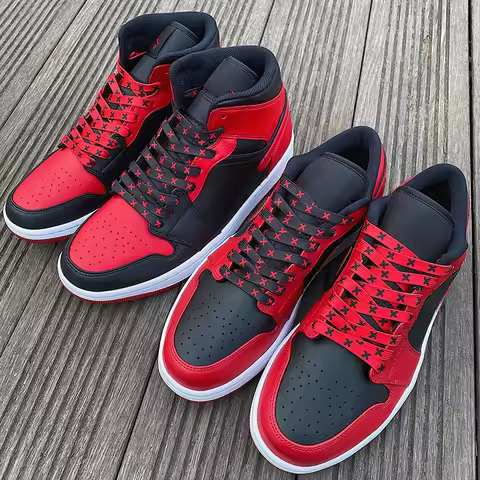 Black Red Banned Shoe Laces for AF1/AJ MWTD Chicago Striped Infrared Banned Shoelaces Flat Basketbal