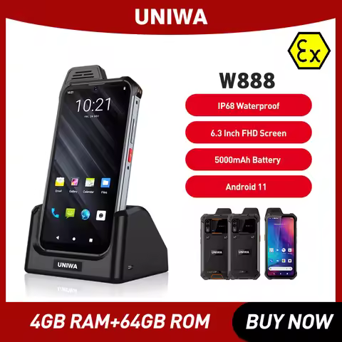 UNIWA W888 ATEX Explosion IP68 Rugged Andriod 11 Smartphone Octa Core 4GB+64GB 6.3Inch HD/FHD Screen