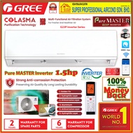 Gree 1.5hp Inverter Air Conditioner GWC12AGCXB-K6DNA2C/I &amp; GWC12AGCXB-K6DNA1C/O ((Wifi Smart Control)) Pure Master Series R32 Premium Inverter COLASMA (ion) Purification Technology