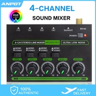 4 Channel Professional Sound Mixer With RGB Light Mini Audio Mixer Line Mixer Small Audio Mixer For 