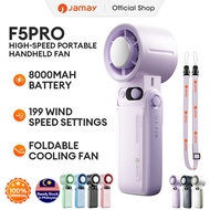 JAMAY F5Pro Portable Handheld Fan 8000mAh 30h cooling Foldable Hand Fans with 199 gears strong wind