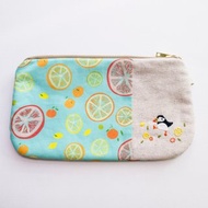 海雀海雀刺繡拉鍊小袋 - 柑橘夏季印花