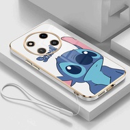 Honor X9C 5G X9c Smart Glossy Monster Stitch Casing Square Edges Plating Back TPU Soft Case Cover
