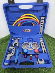 NASHI ชุดบานแฟร์ พร้อมเกจวัดน้ำยาแอร์ รุ่น CT-8A และ สายน้ำยา ใช้กับน้ำยา R22 R32 R410 R134A ความยาว