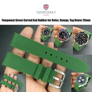 สายนาฬิกา สายยาง overwrist tempomat curvend end rubber strap for rolex omega tag heuer 20mm