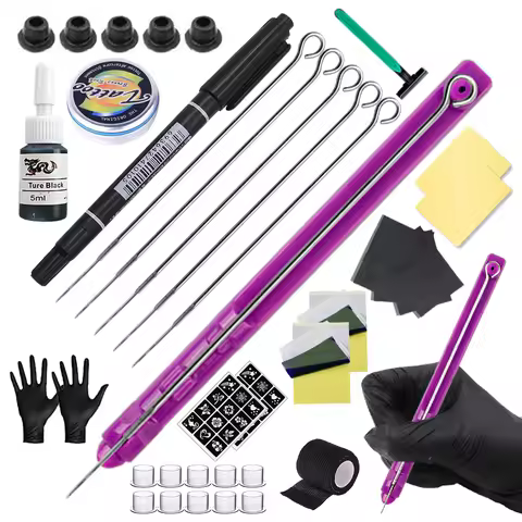 3D Hand Poke and Stick Tattoo Kit DIY Tattoo Ink Needles Set for Body Art Hand Poke Stick Tattoo Beg