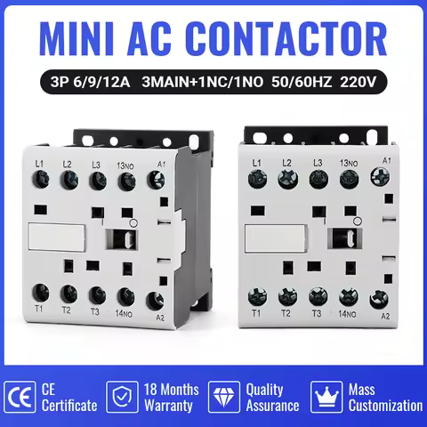 CJX2-K0910 K1210 K1610 Mini AC/ DC Contactor Din Rail 3P 3main 1NO/3main 1NC Coil Voltage 230V 50/60