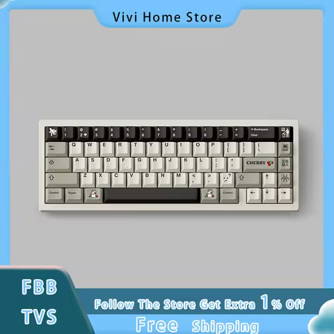 FBB TVS Original Retro Keycaps Black Police PBT Heat Sublimation Thickened 1.7mm Customized Keyboard
