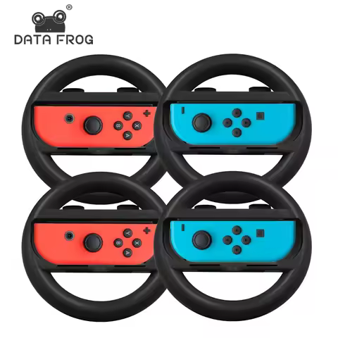 Data Frog Steering Wheel for Switch & OLED, 2 Pack Joy-Con Racing Wheel Adapter with 2 Thumb Grips, 